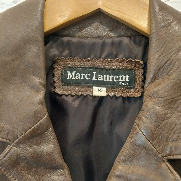 MARC LAURENT Italy Leather Jacket Womens M 6 Chocolate Brown Vintage Blazer - Picture 12 of 12